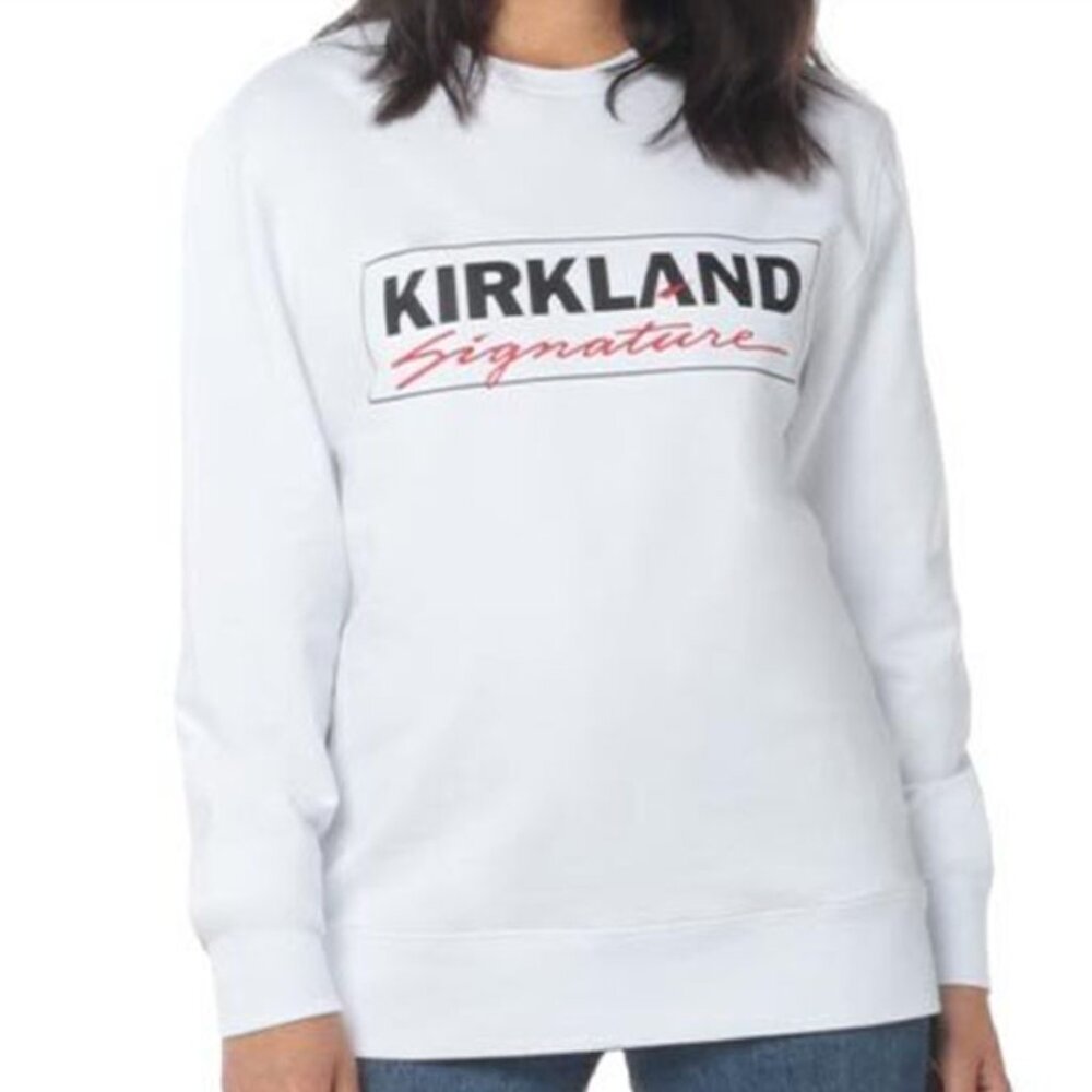 NWT White Embroidered Kirkland Signature Crewneck Sweatshirt | L M / XL W